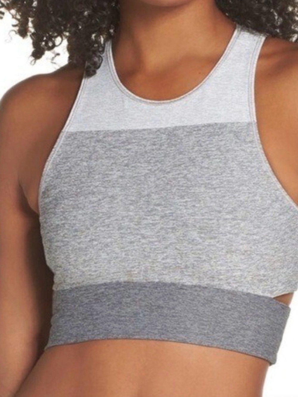 Outdoor Voices Grey Tri-Tone Slashback Colorblock High-Neck Sports Bra Small